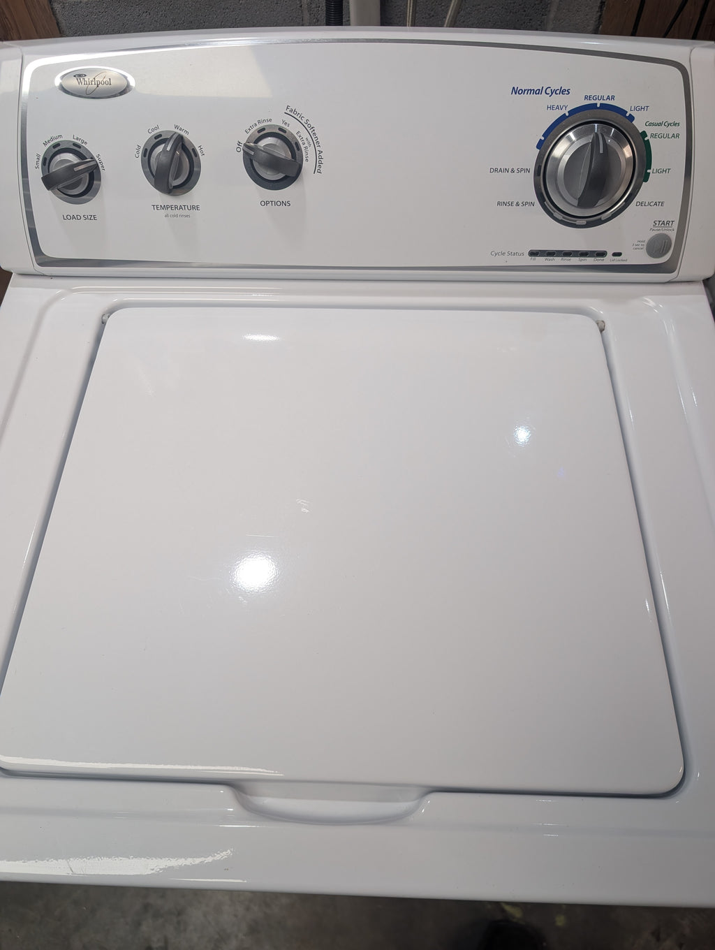 Used Whirlpool 3.5 cubic foot top load washer with agitator and 6.5 cubic ft Electric Dryer Set